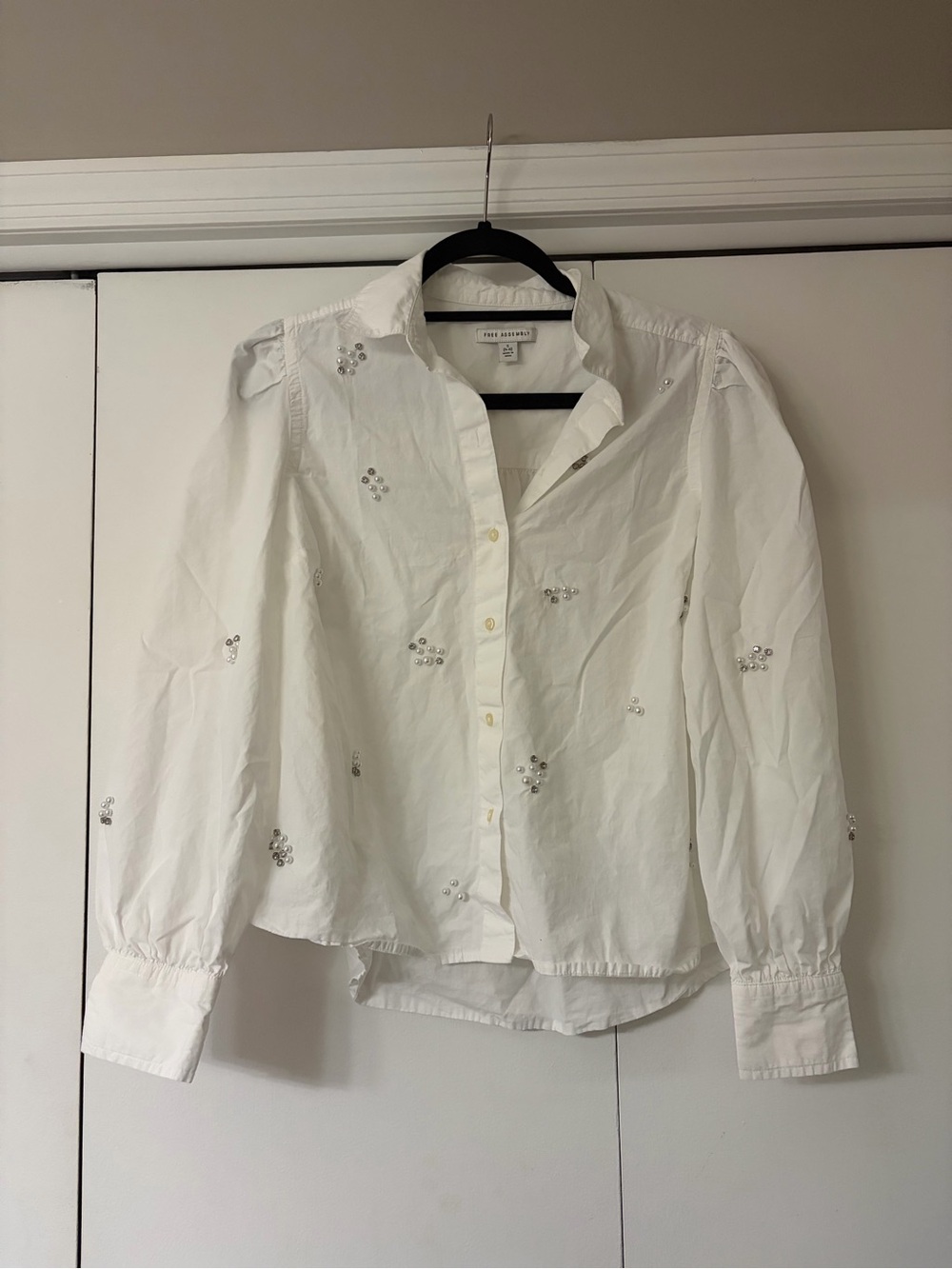 Frame Denim White Embellished Button-Down Shirt